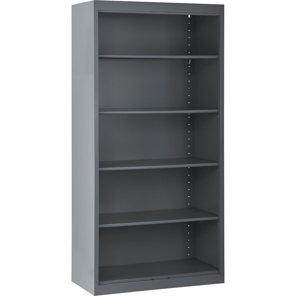 Bookcases; Overall Height: 72in ; Overall Width: 36 ; Overall Depth: 18 ; Material: Steel ; Color: Charcoal ; Shelf Weight Capacity: 200