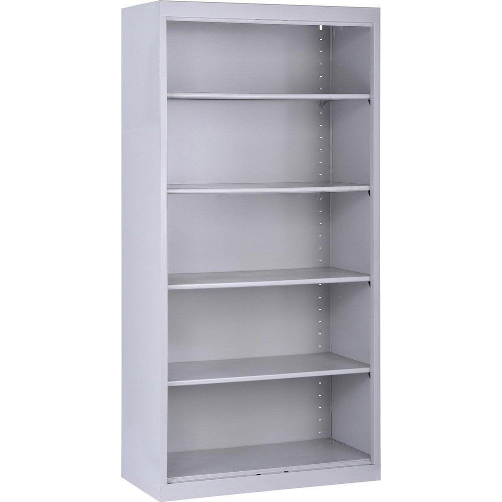 Bookcases; Overall Height: 72in ; Overall Width: 36 ; Overall Depth: 18 ; Material: Steel ; Color: Dove Gray ; Shelf Weight Capacity: 200