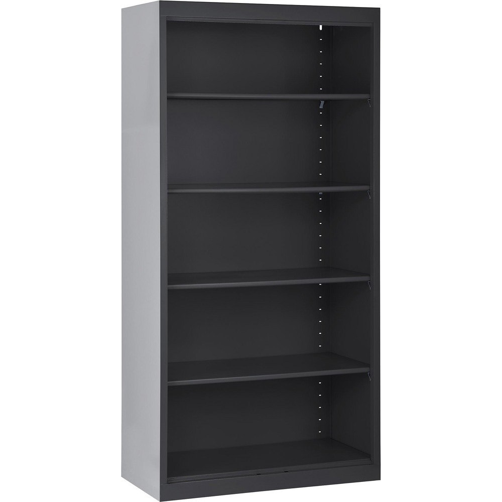 Bookcases; Overall Height: 72in ; Overall Width: 36 ; Overall Depth: 18 ; Material: Steel ; Color: Textured Black ; Shelf Weight Capacity: 200