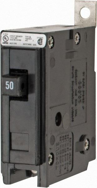 50 Amp, 120/240 VAC, 24 VDC, 48 VDC, 80 VDC, 1 Pole, Bolt On Miniature Circuit Breaker