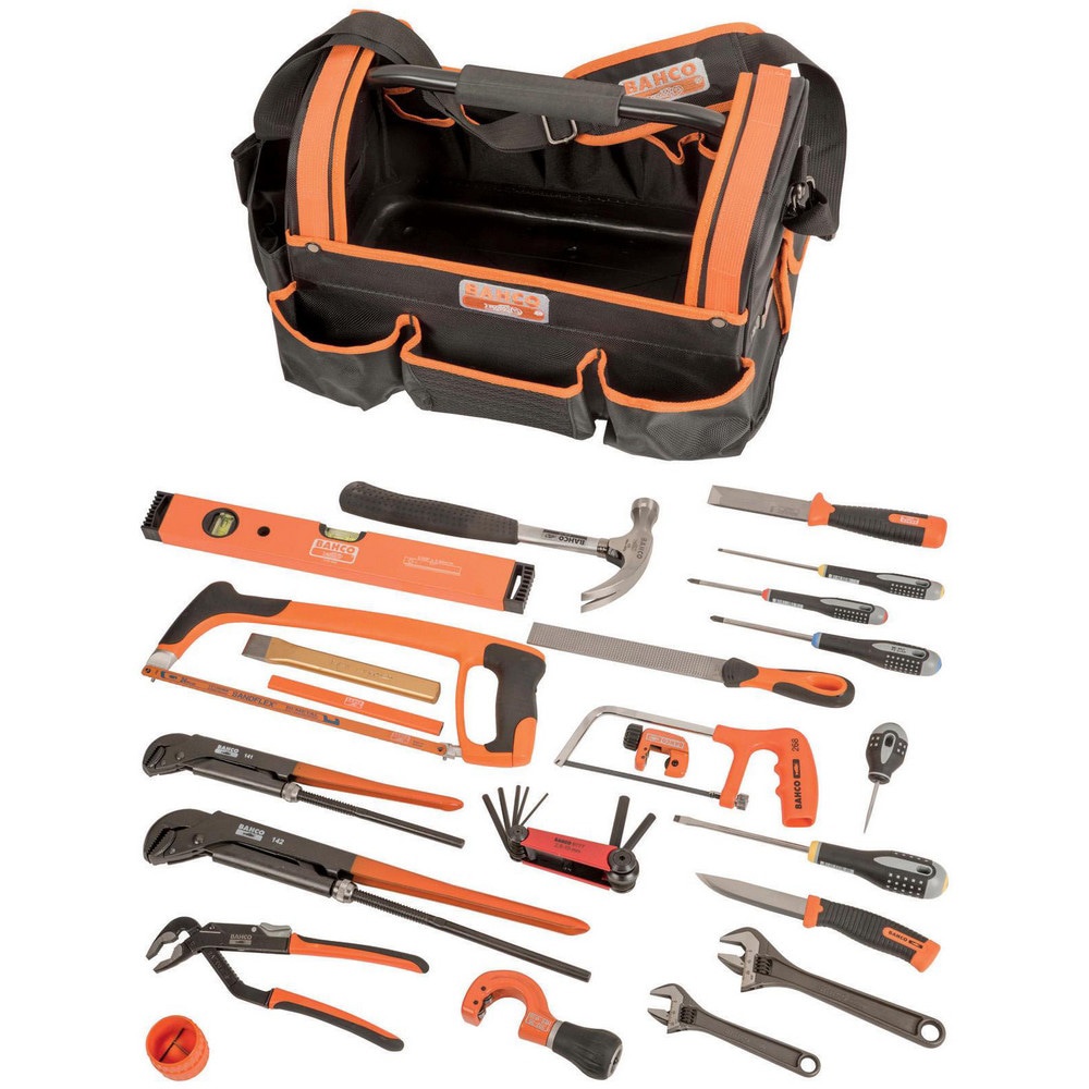 Combination Hand Tool Sets; Set Type: Plumbers ; Number Of Pieces: 24 ; Measurement Type: Inch & Metric ; Tool Finish: Black ; Container Type: Tool Bag ; Tether Style: Tether Capable