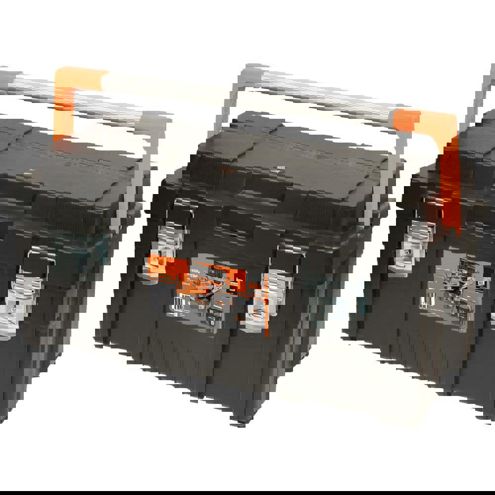 Tool Boxes, Cases & Chests; Locking Mechanism: Padlock Hasp ; Color: Black; Orange ; Material: Polypropylene ; Handle Type: Recessed Lid ; Depth (Inch): 25-1/2