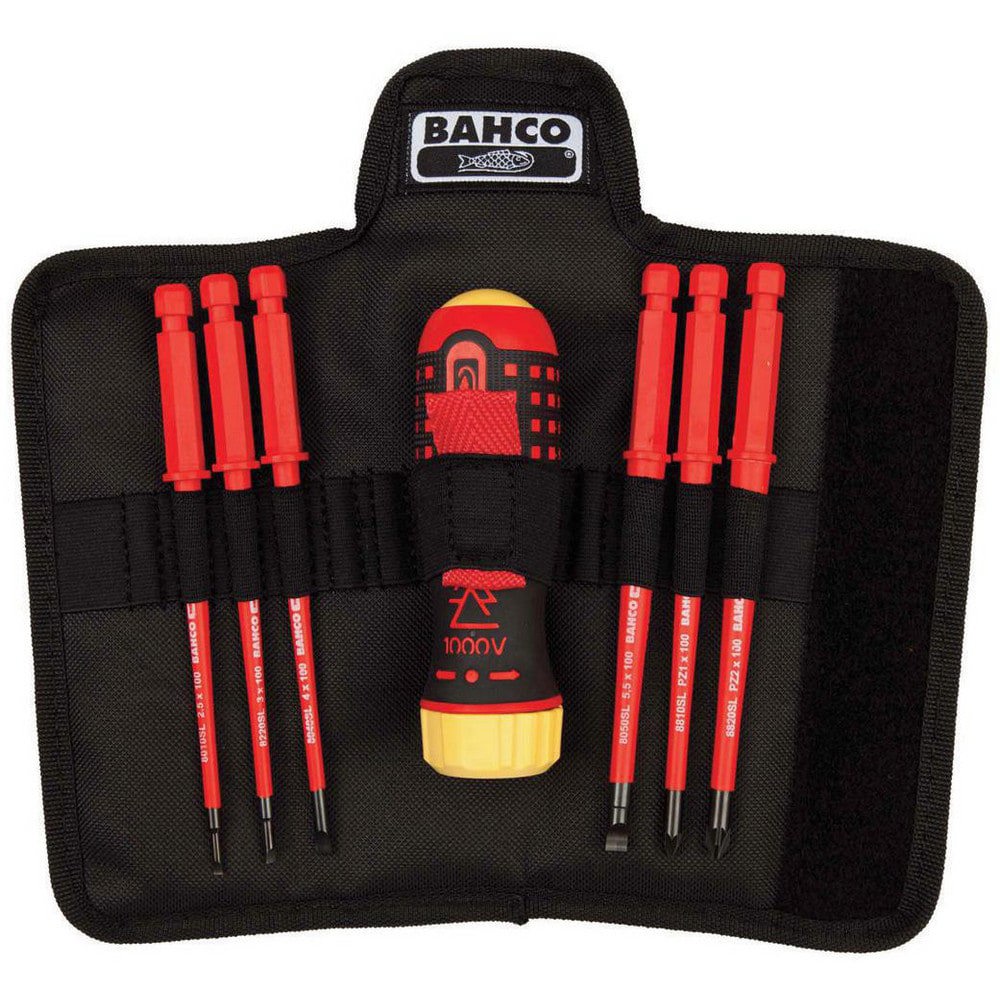Screwdriver Sets; Screwdriver Types Included: Posidriv; Slotted ; Container Type: Roll-Up Pouch ; Tether Style: Not Tether Capable ; Finish: Black Oxide ; Number Of Pieces: 7 ; Insulated: Yes