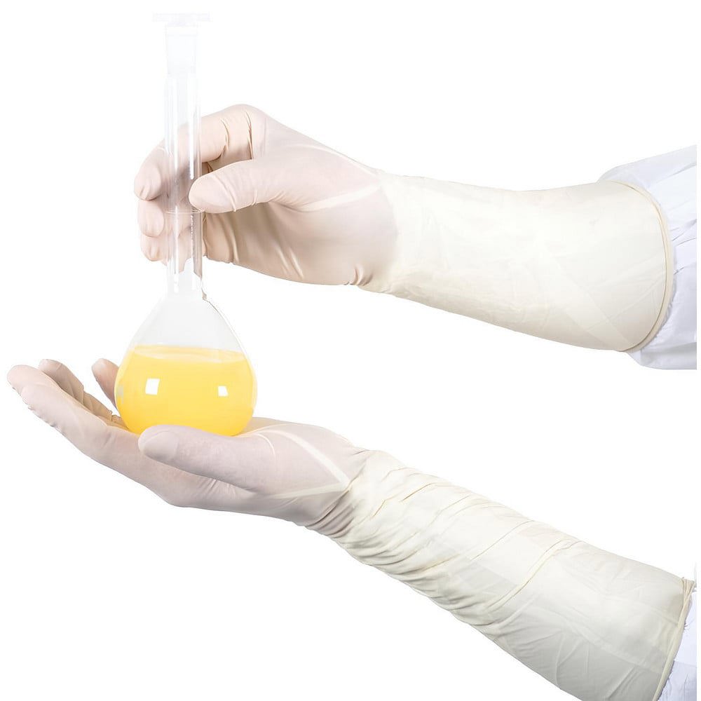 Series Bioclean Disposable Gloves: Size 8, 7.87 mil, Uncoated-Coated Latex, Cleanroom Grade, Unpowdered