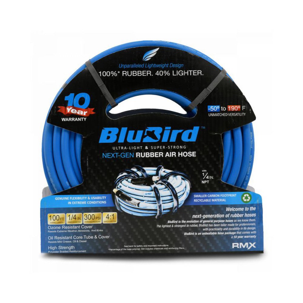 Air & Multi-Purpose Hose; Hose Type: Multipurpose Air Hose ; Length Ft. (Feet): 100 ; Type: Rubber Air Hose ; Color: Blue ; Material: EPDM ; Inside Diameter (Inch): 1/4