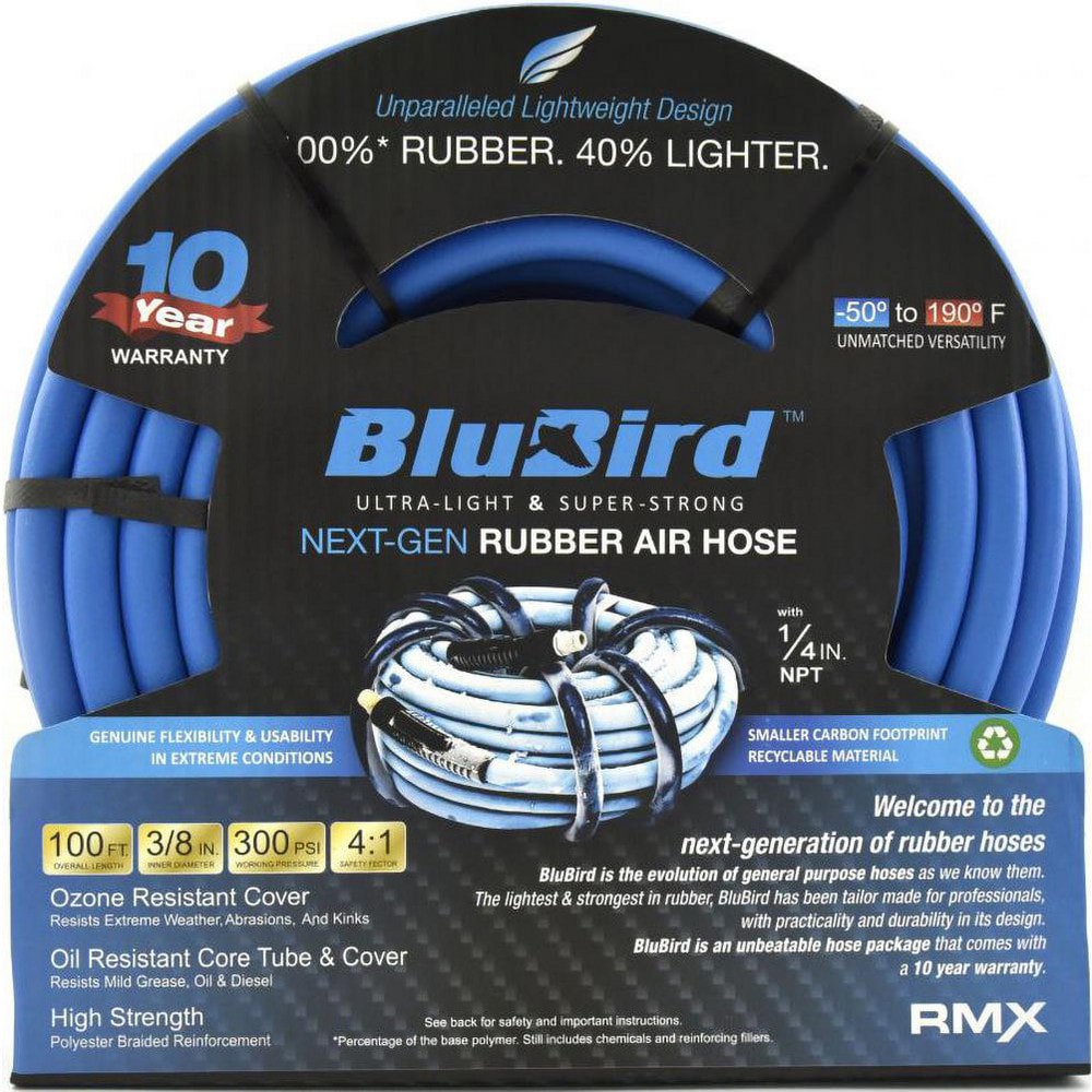 Air & Multi-Purpose Hose; Hose Type: Multipurpose Air Hose ; Length Ft. (Feet): 100 ; Type: Rubber Air Hose ; Color: Blue ; Material: EPDM ; Inside Diameter (Inch): 3/8
