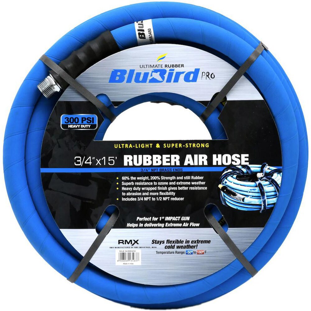 Air & Multi-Purpose Hose; Hose Type: Multipurpose Air Hose ; Length Ft. (Feet): 15 ; Type: Rubber Air Hose ; Color: Blue ; Material: Rubber ; Inside Diameter (Inch): 3/4