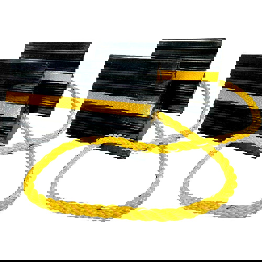 Wheel Chocks; Wheel Chock Type: Double with Rope ; Base Tread: Grooved ; Width (Inch): 5 ; Construction: Molded ; Surface Tread: Grooved ; Material: Rubber