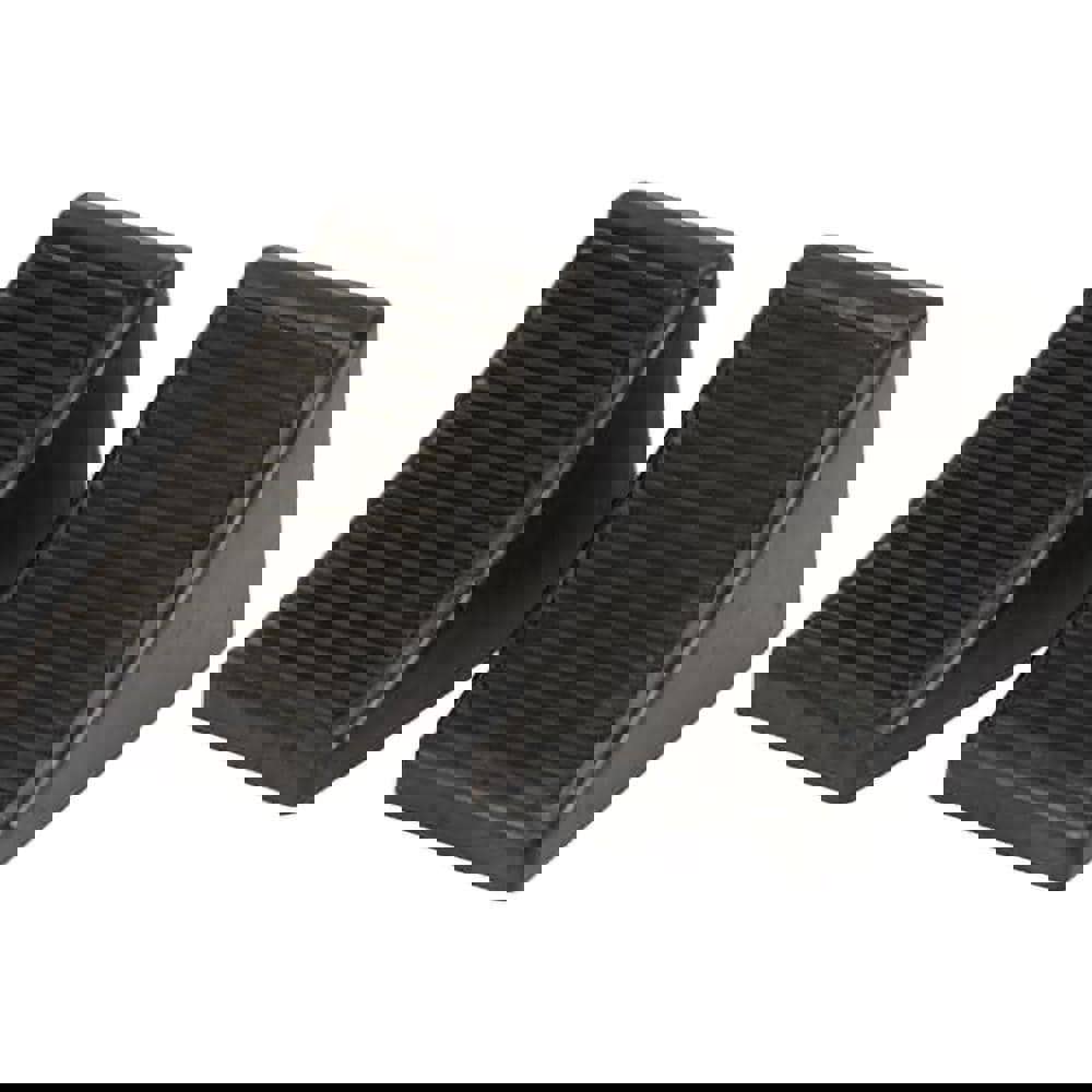 Wheel Chocks; Wheel Chock Type: Double ; Base Tread: Gripping Teeth ; Width (Inch): 6 ; Construction: Molded ; Surface Tread: Grooved ; Material: Rubber