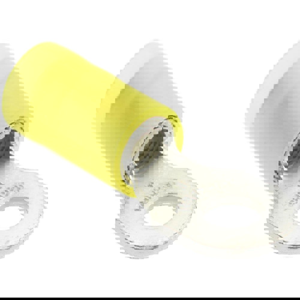 D Shaped Ring Terminal: Partially Insulated, 12 to 10 AWG, Crimp Connection