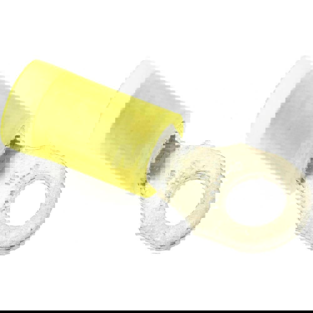D Shaped Ring Terminal: Partially Insulated, 12 to 10 AWG, Crimp Connection