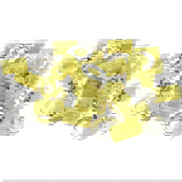 D Shaped Ring Terminal: Partially Insulated, 12 to 10 AWG, Crimp Connection
