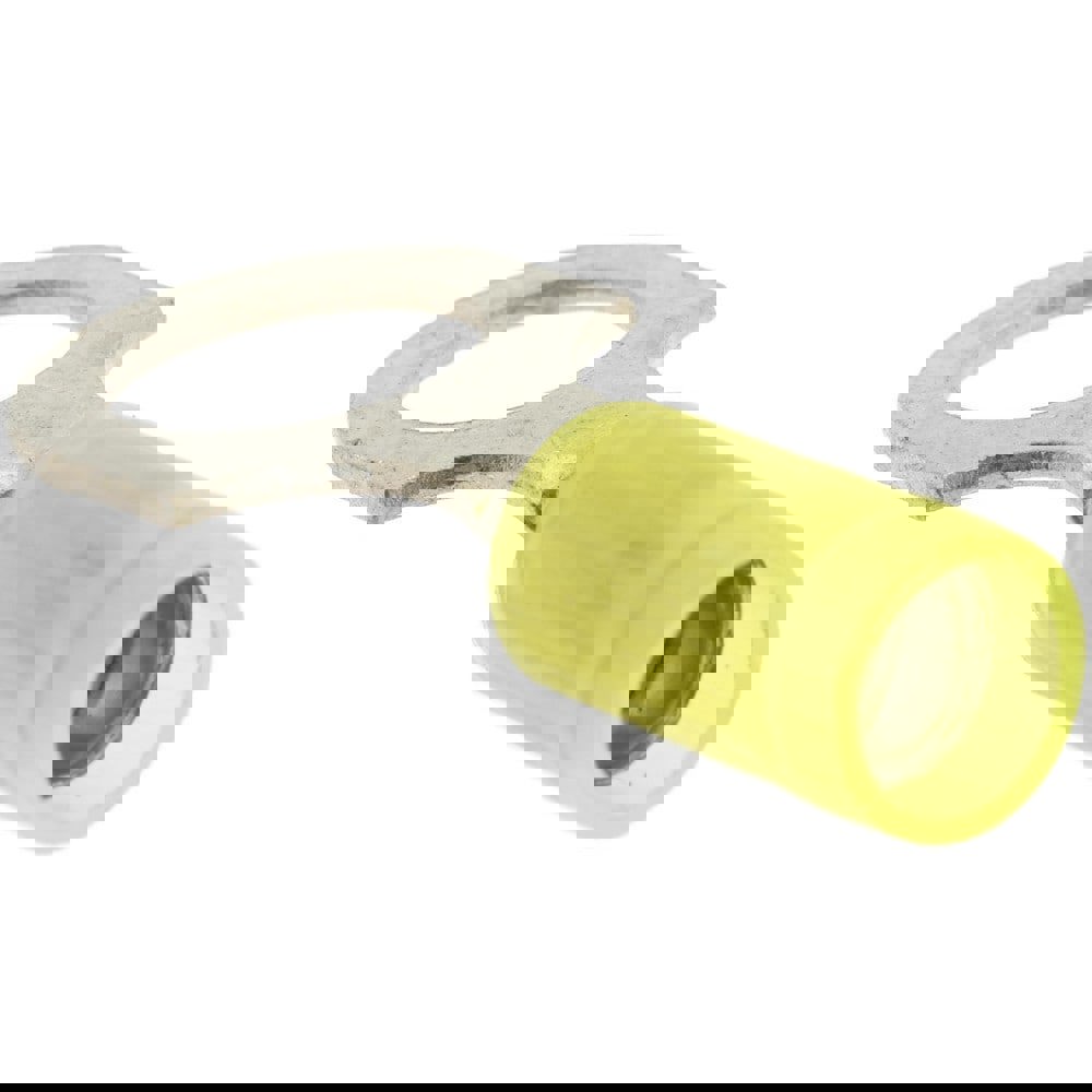 D Shaped Ring Terminal: Partially Insulated, 12 to 10 AWG, Crimp Connection