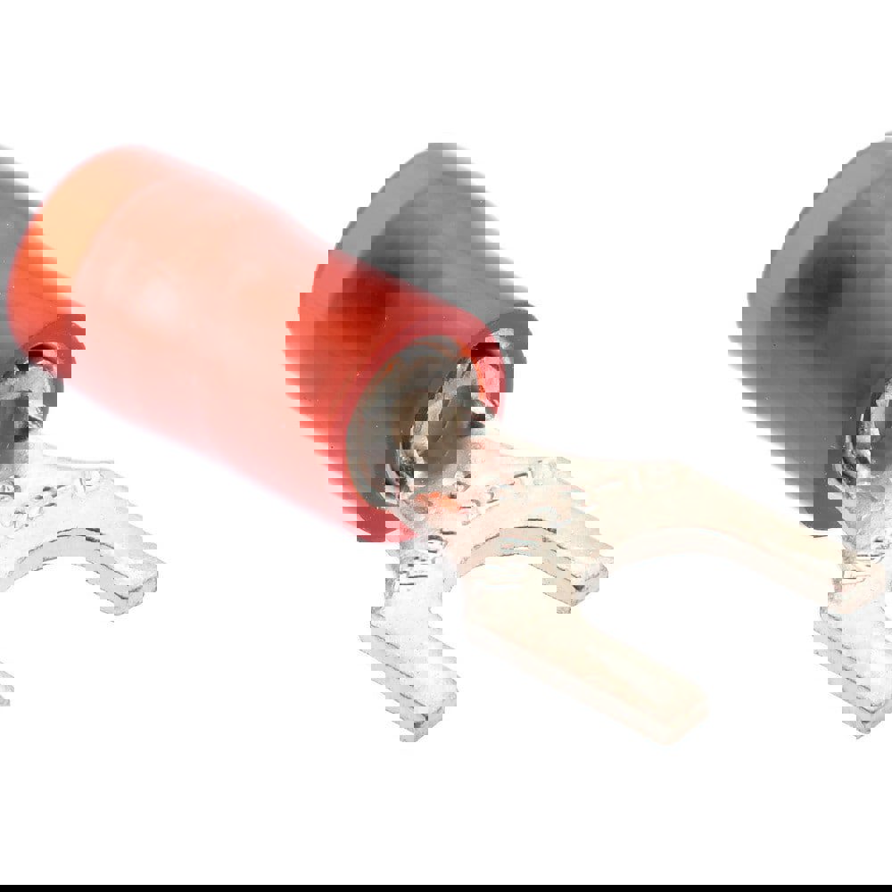 Standard Fork Terminal: Red, Nylon, Partially Insulated, #6 Stud, Crimp