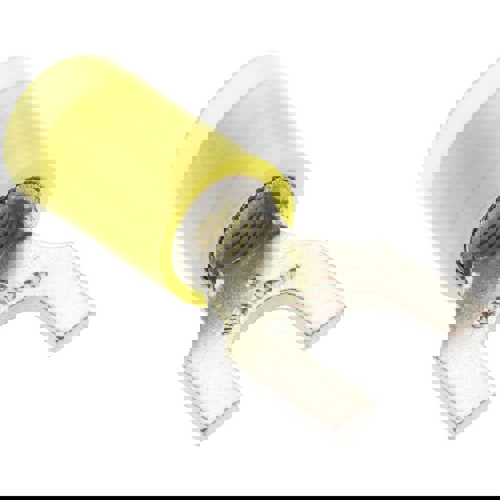 Standard Fork Terminal: Yellow, Nylon, Partially Insulated, #8 Stud, Crimp