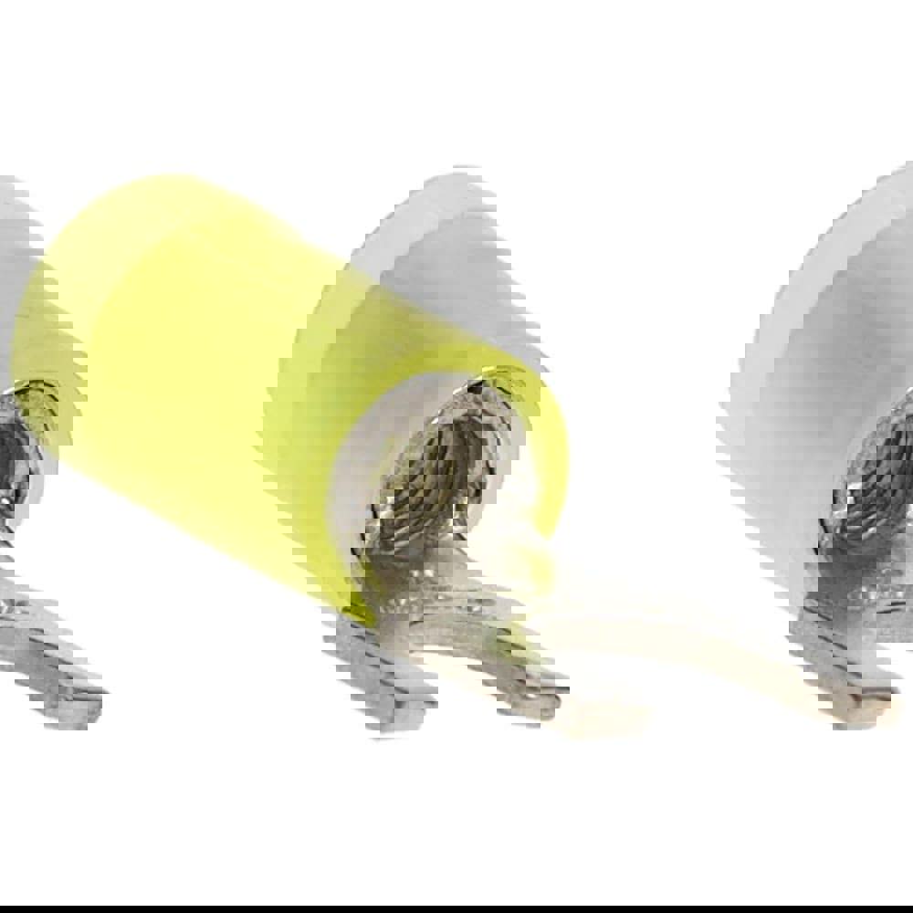 Locking Fork Terminal: Yellow, Nylon, Partially Insulated, #10 Stud, Crimp