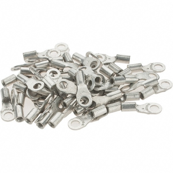 D Shaped Ring Terminal: Non-Insulated, 22 to 16 AWG, Crimp Connection