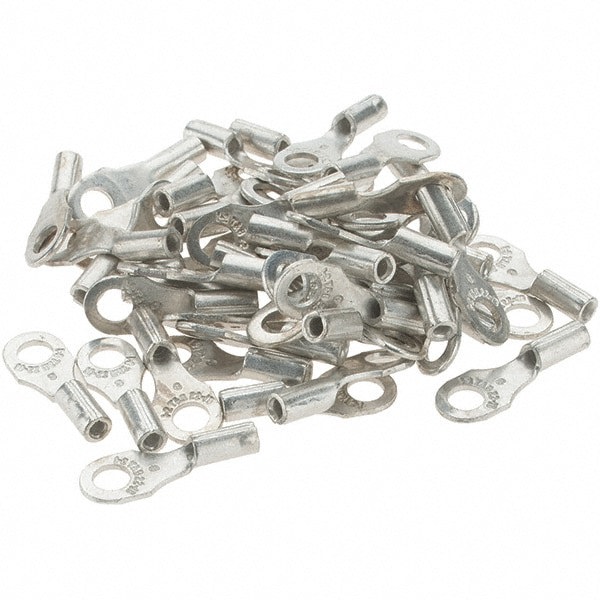 D Shaped Ring Terminal: Non-Insulated, 18 to 14 AWG, Crimp Connection