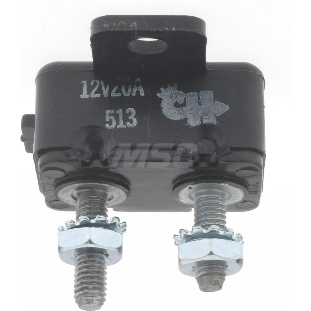 Circuit Breakers; Circuit Breaker Type: Type III Circuit Breaker; Milliamperage (mA): 20 A; 20; Tripping Mechanism: Manual; Terminal Connection Type: Stud; Overall Height: 1.4800 in; Overall Length: 2 in; Overall Height (Inch): 1.4800 in; Overall Length (