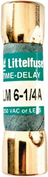 Cartridge Time Delay Fuse: 6.25 A, 1-1/2