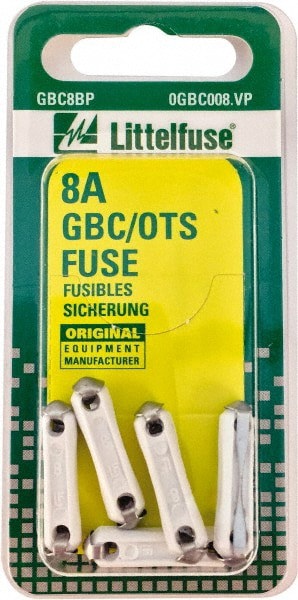 Cartridge Fuse: 8 A, 25 mm OAL, 6 mm Dia
