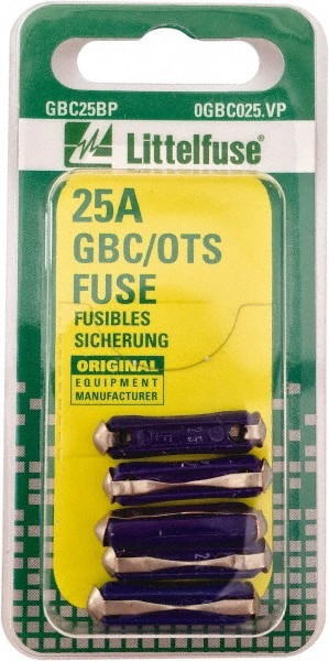 Cartridge Fuse: 25 A, 25 mm OAL, 6 mm Dia