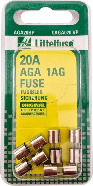Cartridge Fast-Acting Fuse: 20 A, 5/8