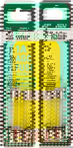 Cartridge Fast-Acting Fuse: 1 A, 1-1/4