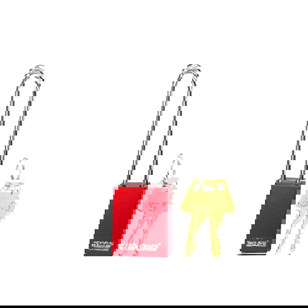 Lockout Padlock: Keyed Different, Aluminum, 3 High, Stainless Steel Shackle, Red