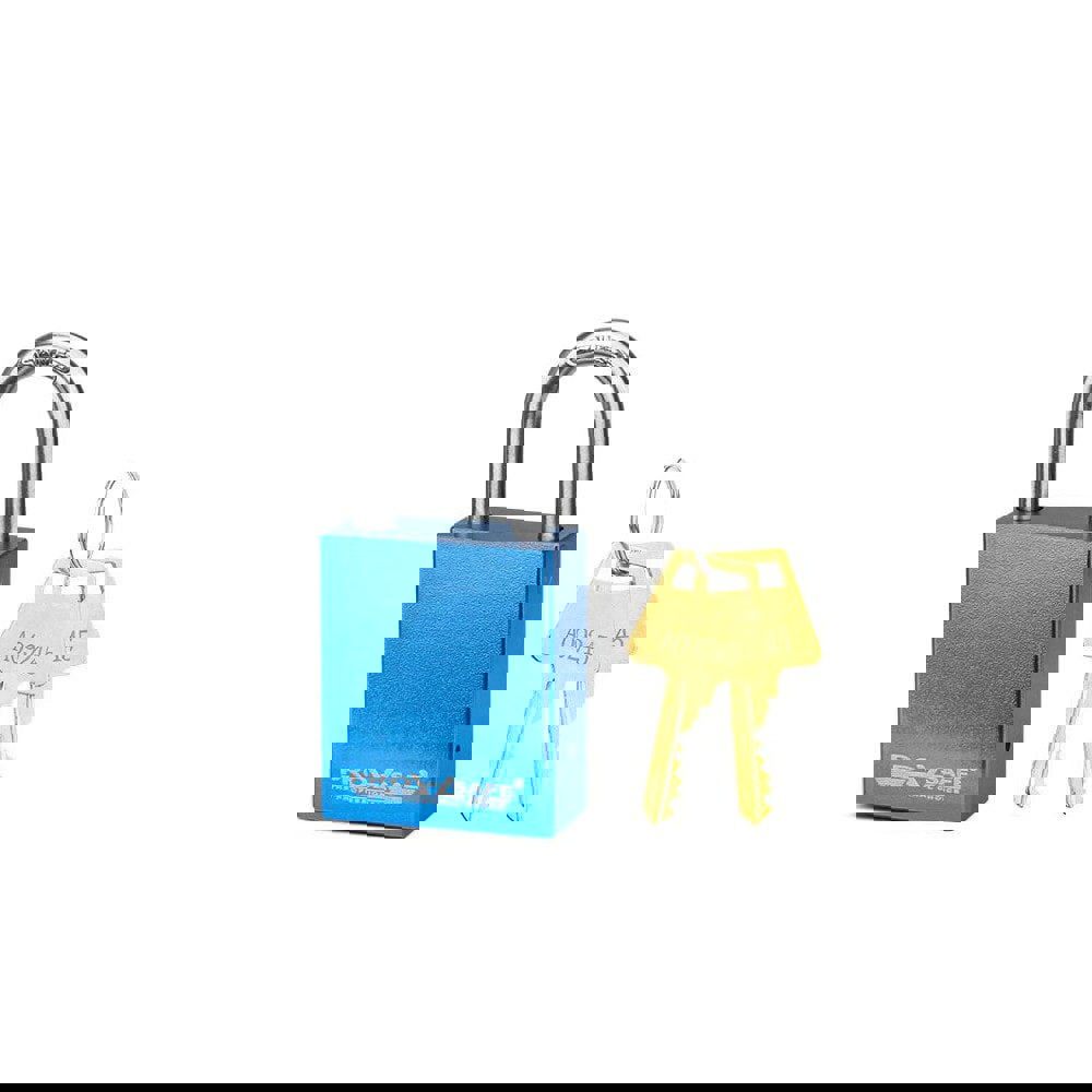 Lockout Padlock: Keyed Different, Aluminum, 1 High, Stainless Steel Shackle, Blue