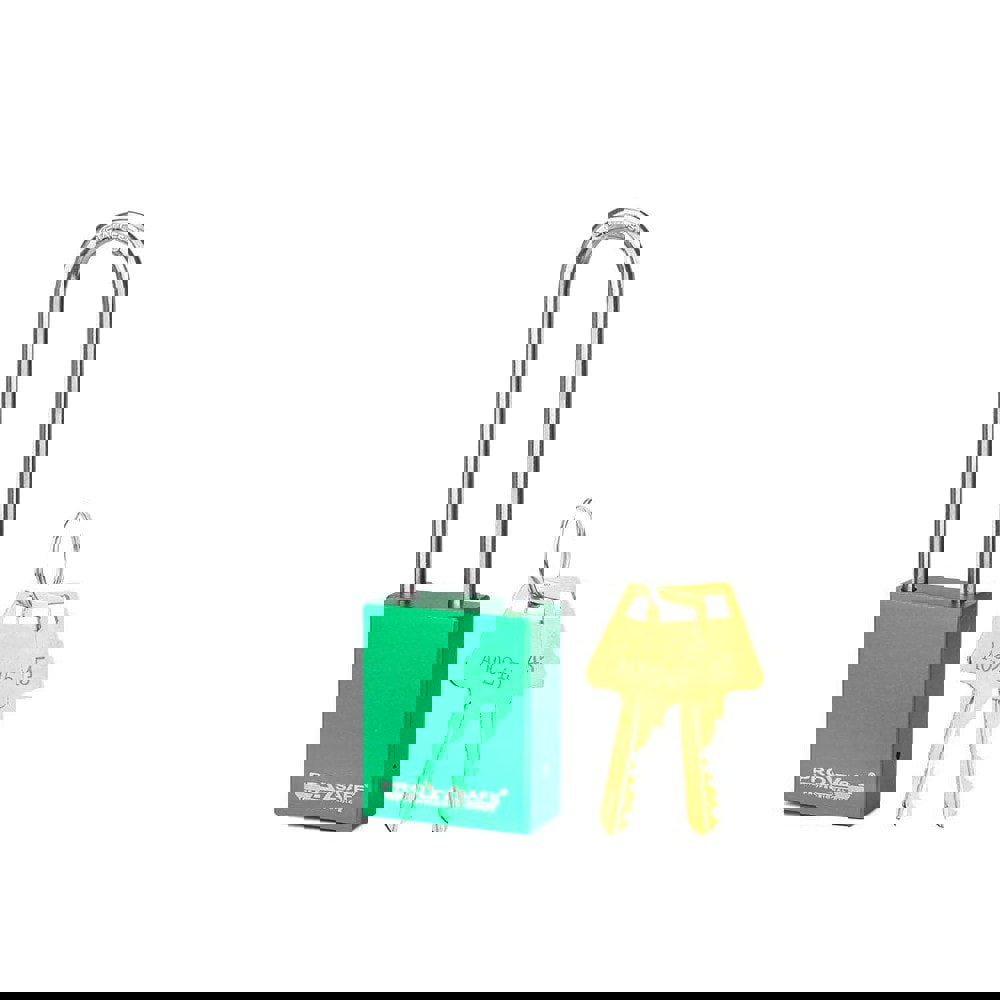 Lockout Padlock: Keyed Different, Aluminum, 3 High, Stainless Steel Shackle, Green
