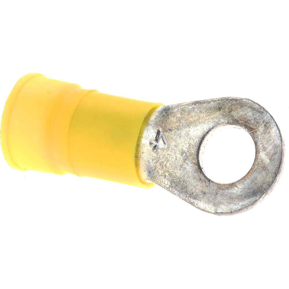 Circular Ring Terminal: Partially Insulated, 4 AWG, Crimp Connection