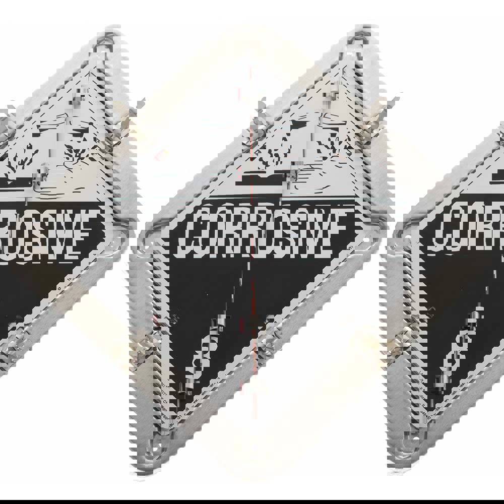 DOT Flip Placards; Number of Legends: 12 ; Legend: Corrosive 8; Dangerous; Flammable 3; Flammable Gas 2; Non-flammable Gas 2; Oxidizer 5.1; Poison 6; Radioactive 7 ; Material: Aluminum ; UNSPSC Code: 55121704