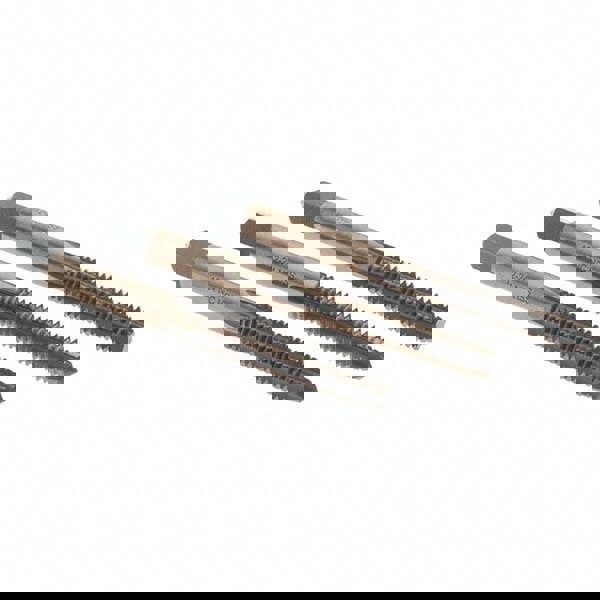 Tap Set: #12-24 UNC, 4 Flute, Bottoming Plug & Taper, High Speed Steel, Gold & Oxide Finish