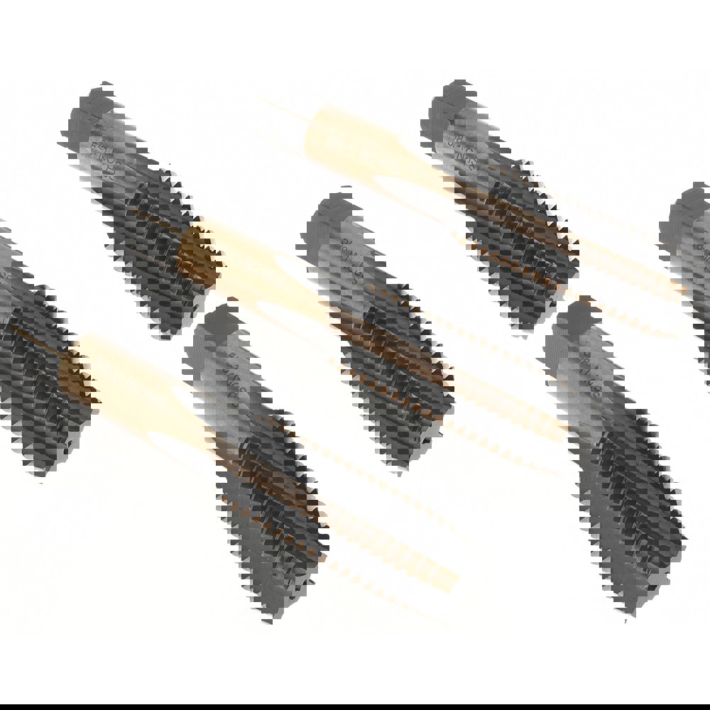 Tap Set: 5/8-11 UNC, 4 Flute, Bottoming Plug & Taper, High Speed Steel, Gold & Oxide Finish