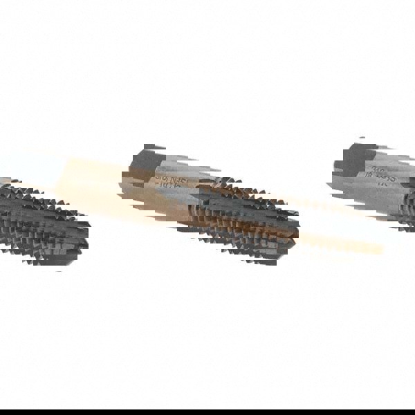 Straight Flute Tap: 3/8-16 UNC, 4 Flutes, Taper, High Speed Steel, Gold/Oxide Coated