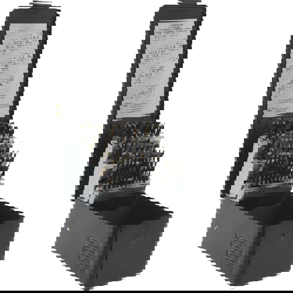 Drill Bit Set: Jobber Length Drill Bits, 26 Pc, 135 &deg;, High Speed Steel