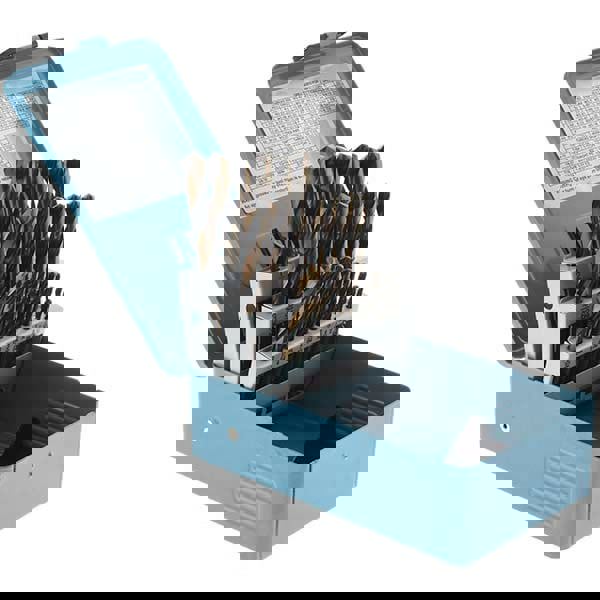 Drill Bit Set: Reduced Shank Drill Bits, 29 Pc, 135 &deg;, High Speed Steel