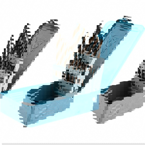 Drill Bit Set: Reduced Shank Drill Bits, 15 Pc, 135 &deg;, High Speed Steel