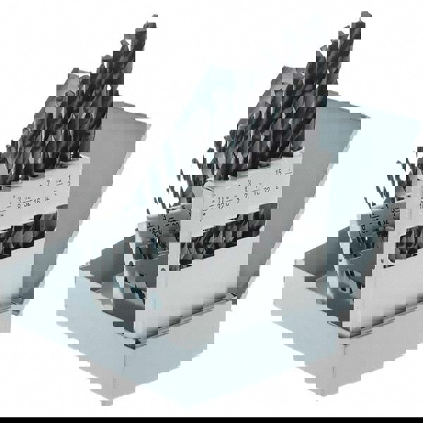 Drill Bit Set: Jobber Length Drill Bits, 15 Pc, 118 &deg;, High Speed Steel