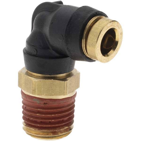 Push-To-Connect Tube to Male & Tube to Male NPT Tube Fitting: 90 &deg; Swivel Male Elbow, 1/4