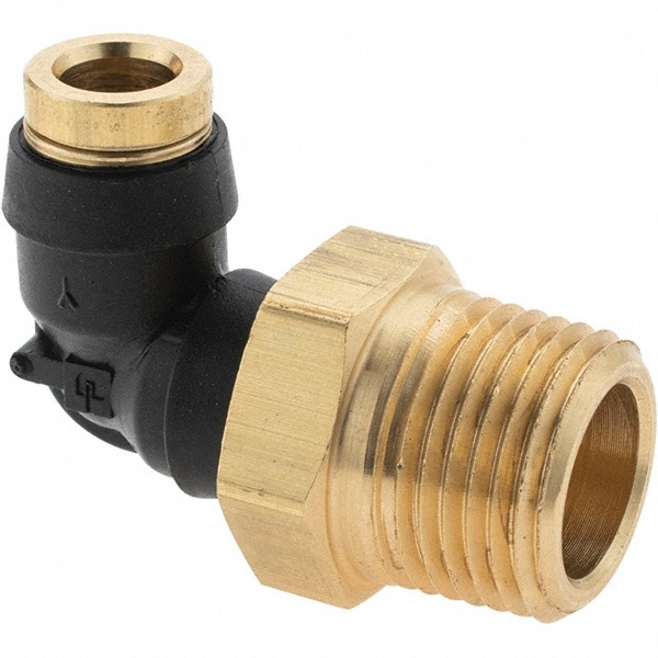 Push-To-Connect Tube to Male & Tube to Male NPT Tube Fitting: 90 &deg; Swivel Male Elbow, 3/8