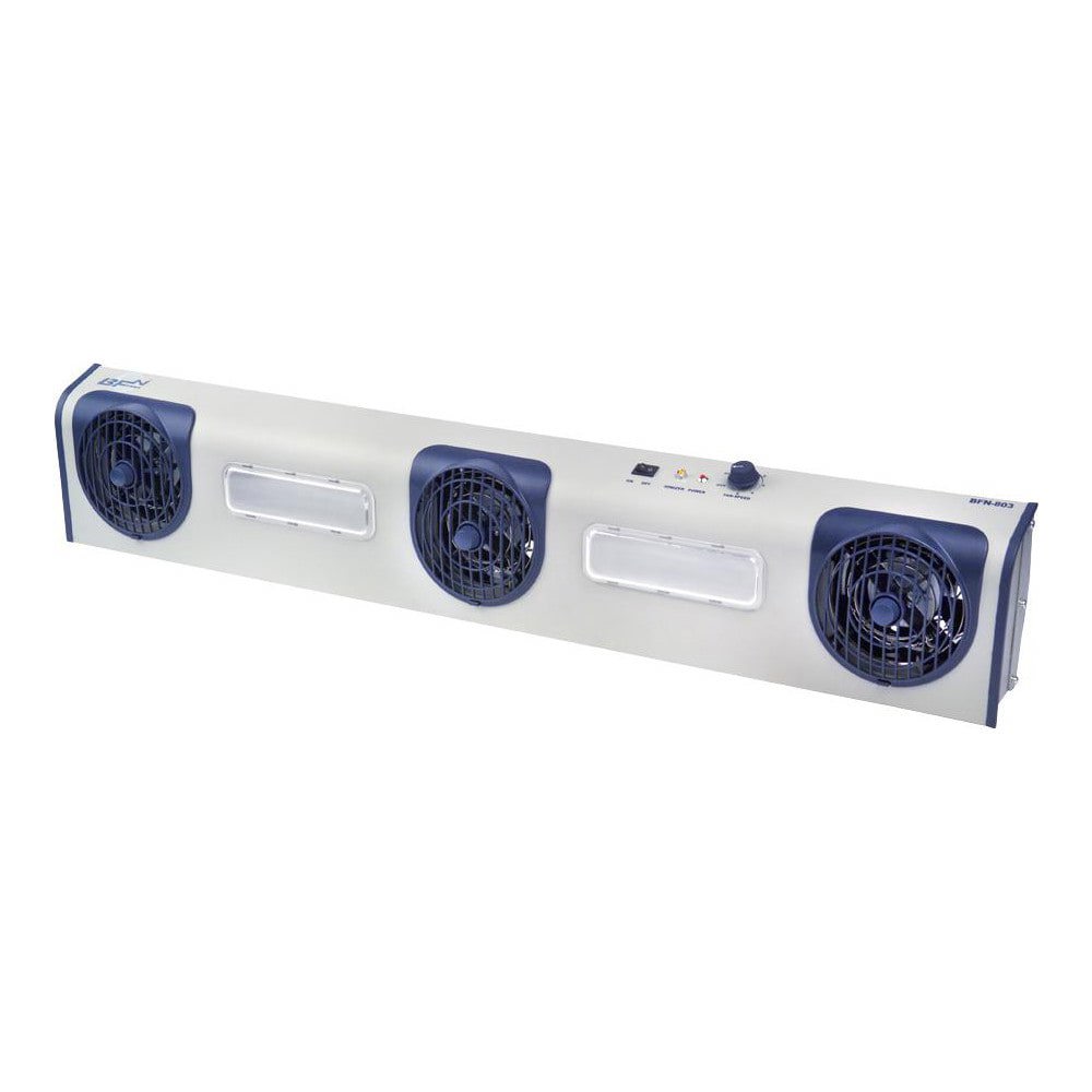Air Ionizers; Maximum Air Flow: 300CFM ; Ion Output: AC, 68KHz ; Power Rating: 110W ; Input Voltage: 120.00 ; Output Voltage: 5.5kV ; Material: Steel