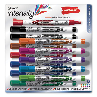 Dry Erase Markers & Accessories; Color: Black; Blue; Brown; Green; Light Blue; Light Green; Orange; Pink; Purple; Red ; Tip Type: Bullet ; For Use With: Dry Erase Marker Boards ; Marker Cap: Capped ; Barrel Type: Pen ; Includes: Dry Erase Marker