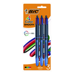 PEN,BIC 4-COLOR SMTH,3PK