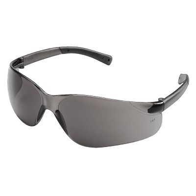Safety Glasses: Scratch-Resistant, Polycarbonate, Gray Lenses, Frameless