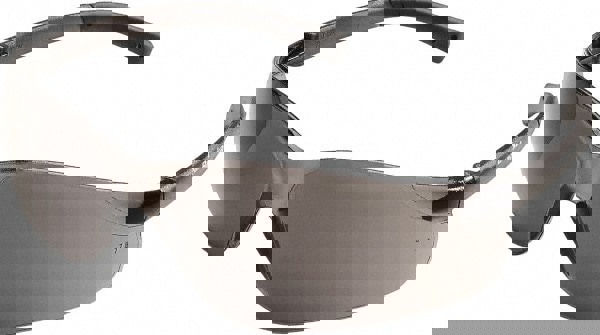 Safety Glasses: Scratch-Resistant, Polycarbonate, Gray Lenses, Frameless