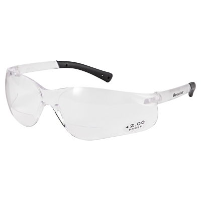 Magnifying Safety Glasses: 2.00, Clear Lenses, Scratch-Resistant, ANSI Z87.1+
