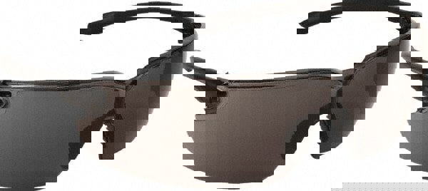 Safety Glasses: Scratch-Resistant, Polycarbonate, Gray Lenses, Frameless