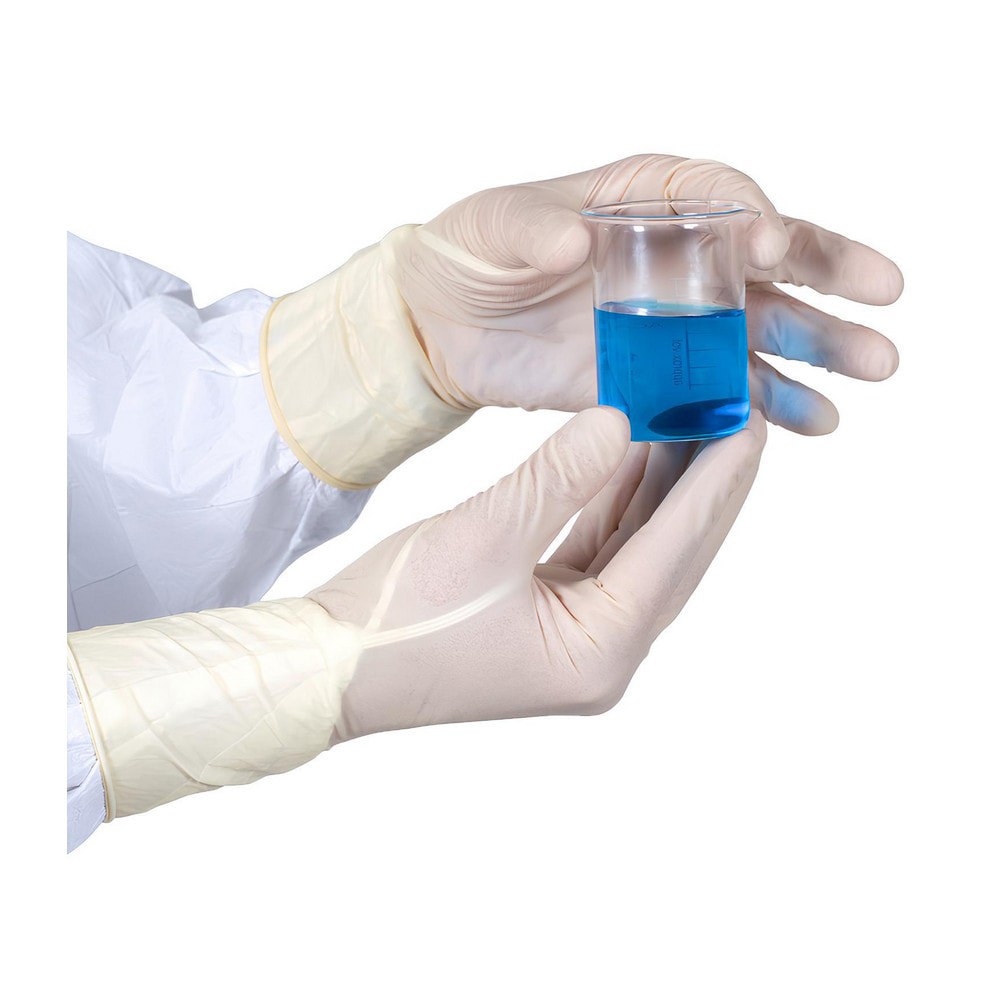 Series Bioclean Legacy Disposable Gloves: Size Medium, 6.69 mil, Uncoated-Coated Latex, Cleanroom Grade, Unpowdered